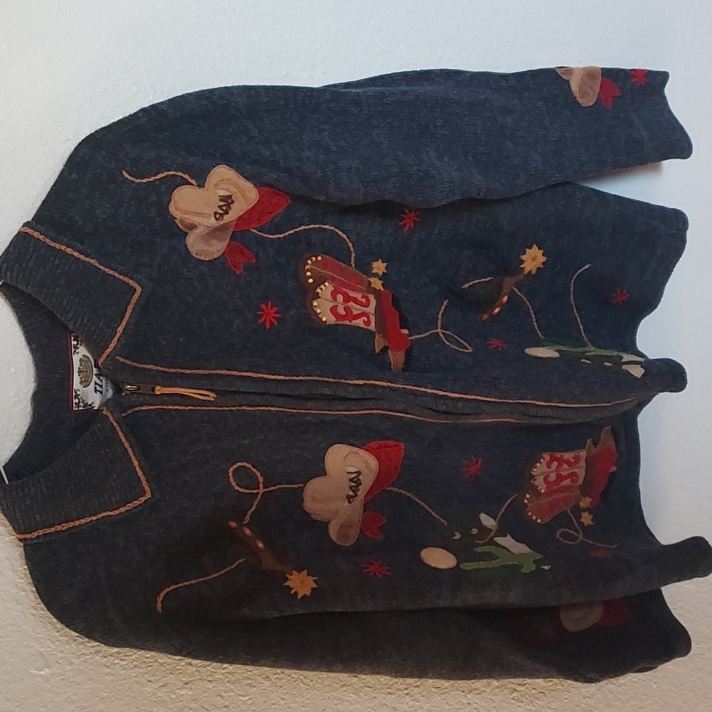 Womens Large Blue Western Cardigan
